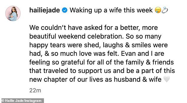 Jade 通过婚礼照片在 Instagram 上确认了婚礼