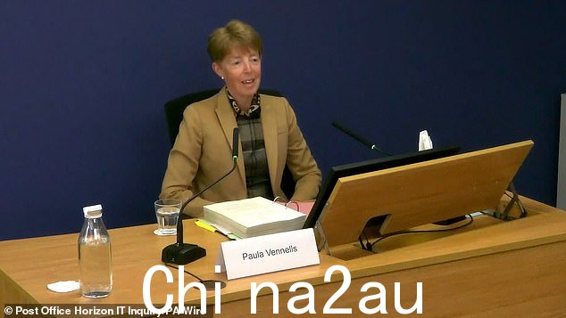 前邮局老板 Paula Vennells 在伦敦市中心的 Aldwych House 调查作证的第二天