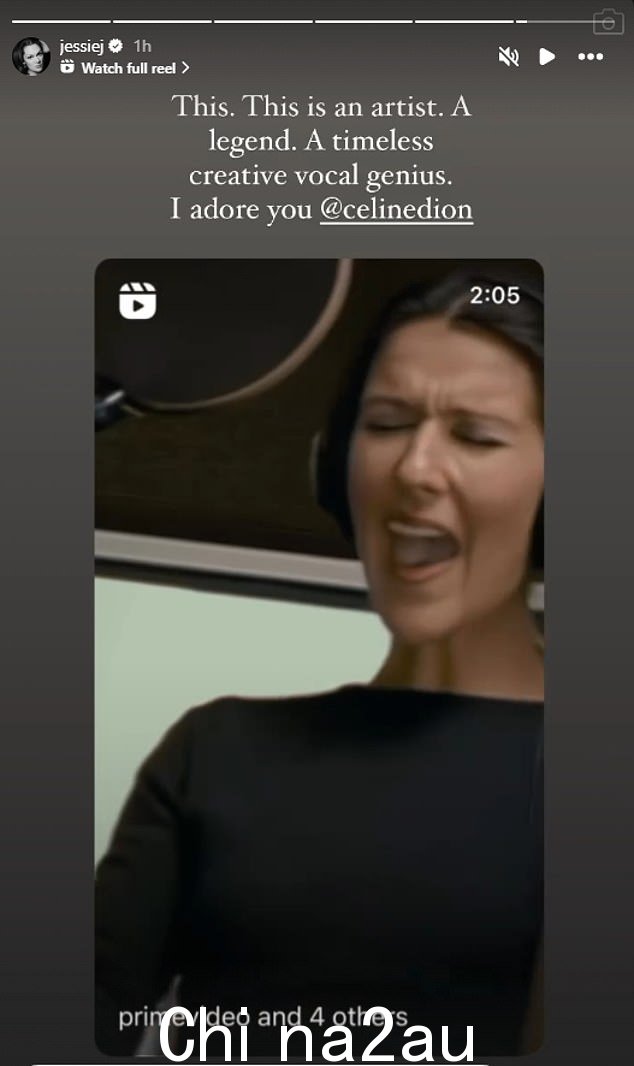 英国歌手 Jessie J 在她的 Instagram Story 上分享了预告片,并将 Celine 描述为“传奇”