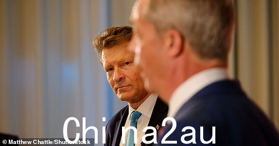 强制信用：摄影：Matthew Chattle/Shutterstock ( 14515197f) 英国改革新闻发布会，Richard Tice 和 Nigel Farage 宣布大选首个主要移民政策。英国改革移民政策启动，英国伦敦 - 2024 年 5 月 30 日