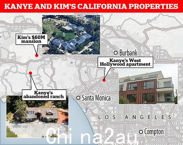 Kim 在卡拉巴萨斯的住所距离 Kanye 摇摇欲坠的牧场仅八英里,而据报道这位说唱歌手现在和他的新婚妻子 Bianca 住在西好莱坞的一套公寓里