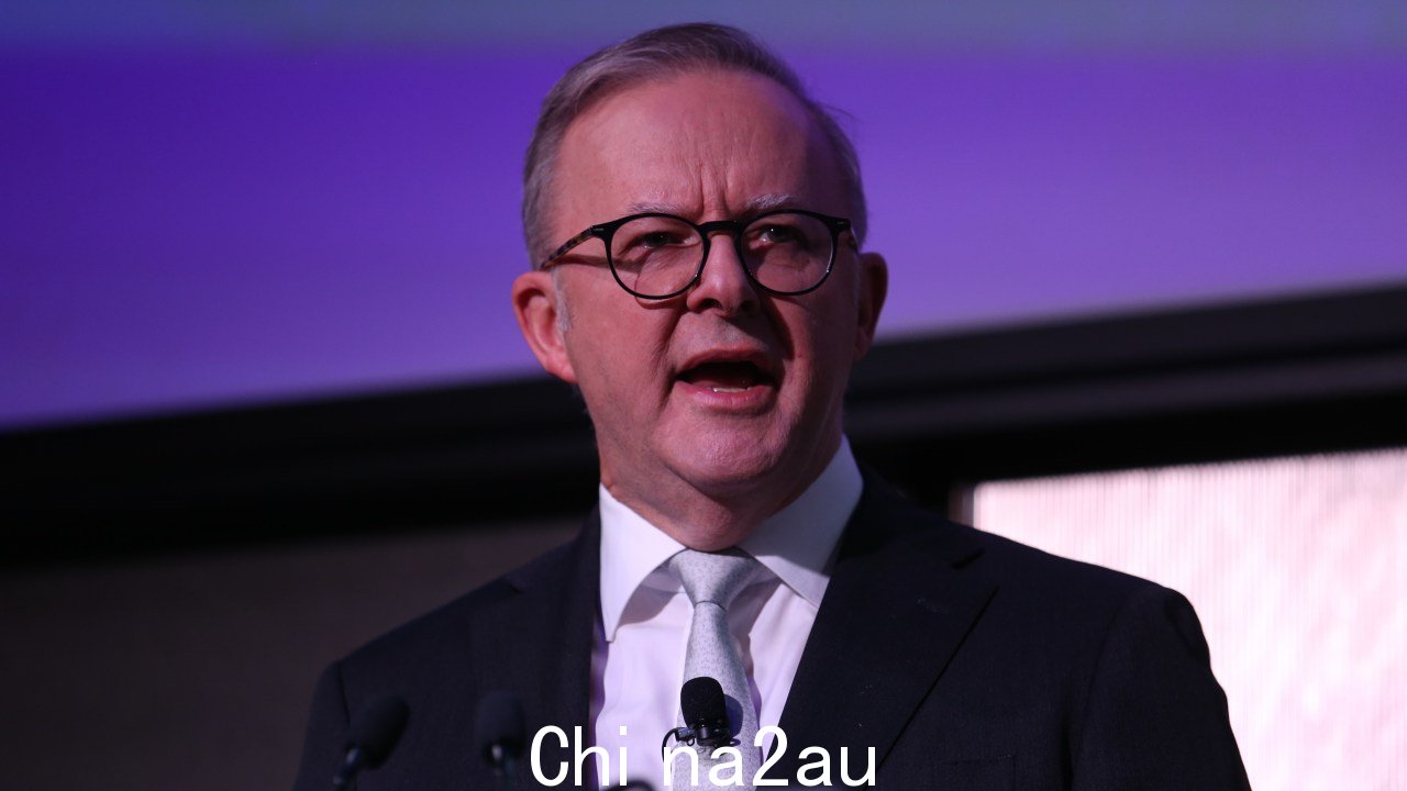 Albanese 先生在澳大利亚经济展望论坛上支持了他以可再生能源为重点的净零能源之路。图片:Britta Campion /《澳大利亚人报》size=