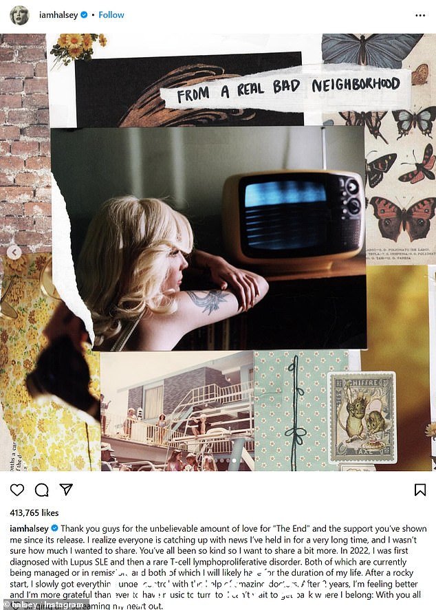 在谈到她的新单曲的发行时,Halsey 说道:“感谢你们对《The End》的难以置信的喜爱,以及自发行以来你们对我的支持”