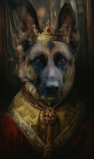 汤姆·希顿的德国牧羊犬有一张肖像