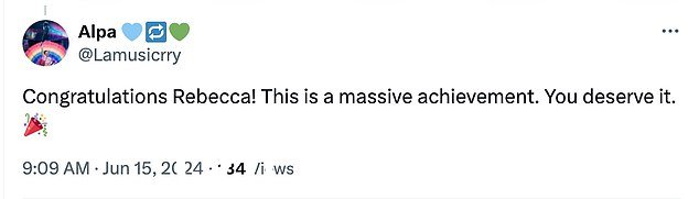 粉丝们祝贺这位歌手获得巨大荣誉,并指出这是一项多么伟大的成就