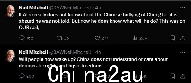 前电台 h尼尔·米切尔 (Neil Mitchell) 表示,考虑到以中国总理为主角的高层活动的状况,没有立即告知总理是荒谬的
