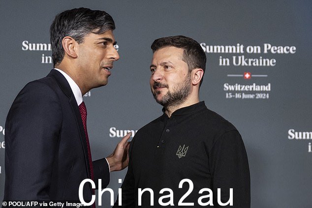 Rishi Sunak 和 Volodymyr Zelensky 本月早些时候在瑞士举行的峰会