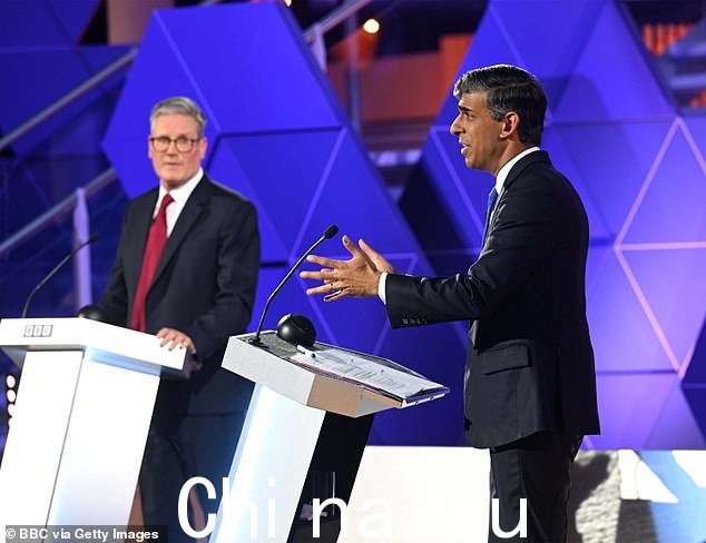 Rishi Sunak(右)在辩论中击败了 Keir Starmer 爵士(左),并在失败主义言论的包围下继续战斗