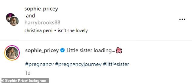 Katie Price 怀孕的妹妹 Sophie 在周一的甜蜜帖子中透露了她第二个孩子的性别