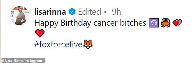 丽莎为这张复古照片添加了标题:“癌症宝贝生日快乐! ¿¿¿¿¿¿¿ #foxforce Five ¿¿'