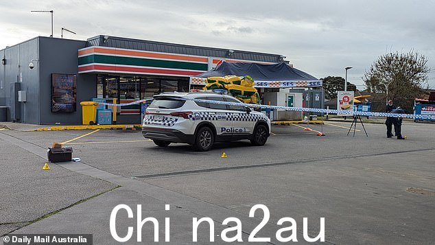 A crime scene was established on Monday outside the Hoppers Crossing 7-Eleven