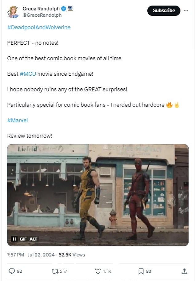 Beyond The Trailer 的 Grace Randolph 谈到这部电影时说道:“完美 - 没有注释!” class=