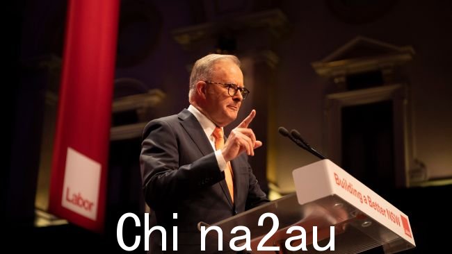 总理安东尼·艾博尼斯瞄准目标彼得·达顿(Peter Dutton)周六在新南威尔士州工党会议上发表讲话时谈到了核计划。 图片:NewsWire / Simon Bullard。