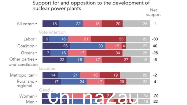 对核轨道的支持强烈崩溃政党路线,但男性和女性之间的支持率存在重大差异。图片:Redbridge Group