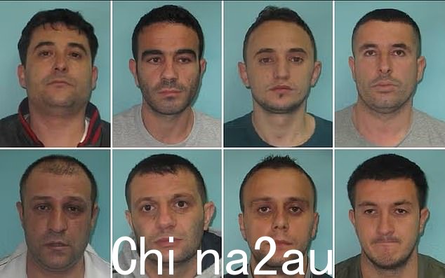 (上排):Taulantn Bushi、Albert Krasniqi、Enrik Mullahi、Aurel Hoxha,(下排):Bledar Vranari、Artor Sufaj、Olsin Llanga 和 Blendi Kellici 均承认洗钱并拥有 A 类药物并打算在 2015 年供应