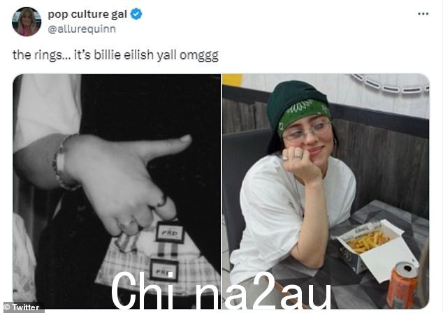 '戒指,是 Billie Eilish,你们大家天哪,'当他们并排分享了 Charli XCX 的最新帖子和另一篇帖子时,有人兴奋地推测 X,摘自 Eilish 的 Instagram