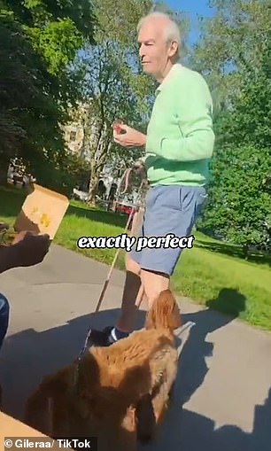 乔恩穿着亮柠檬绿的毛衣和短裤,被吉莱拉认出了,吉莱拉给了他一些西瓜,以帮助他在炎热的热浪中保持凉爽