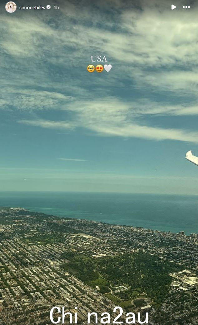 Biles 还让她的 Instagram 粉丝知道她已经安全返回美国
