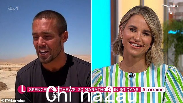 《Vogue》威廉姆斯周二在洛林直播时给她的丈夫 Spencer Matthews 带来了惊喜,当时他正在约旦继续艰苦的马拉松挑战