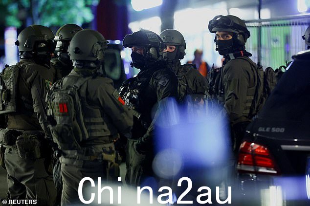德国特警部队在节日刺伤现场工作