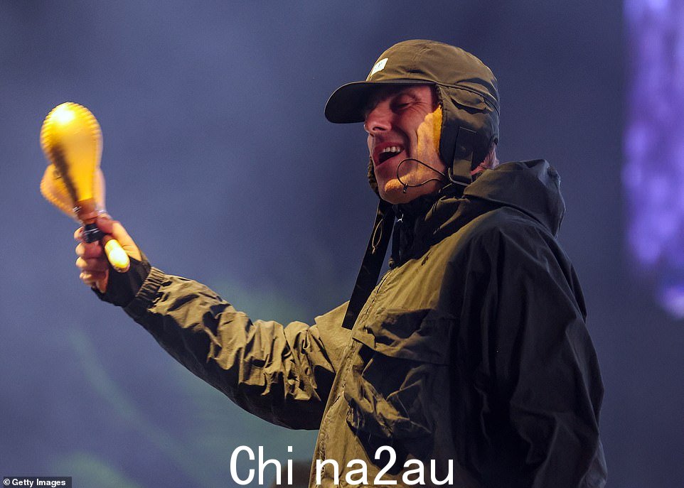Liam 在周日晚上的雷丁节舞台上的头条表演中合影