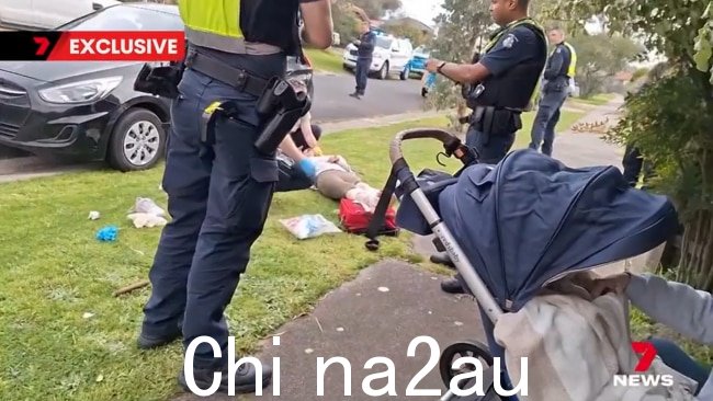 一位年轻的母亲遭受了痛苦周五下午,她在墨尔本西北部用婴儿车推着孩子时,被三只狗咬伤,伤势严重。图片:7News