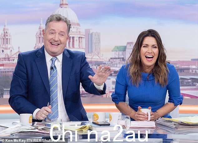 当喜剧演员将苏珊娜与她的前搭档主持人皮尔斯·摩根(Piers Morgan)进行比较(在 2020 年的节目中合影)时,苏珊娜惊得目瞪口呆