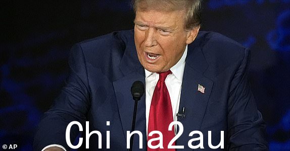 共和党总统候选人前总统唐纳德·特朗普在演讲中讲话2024 年 9 月 10 日星期二,费城国家宪法中心与民主党总统候选人副总统卡马拉·哈里斯举行总统辩论(美联社照片/Alex Brandon)'