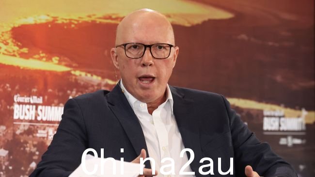 反对党领袖彼得·达顿 (Peter Dutton) 周一在 CEDA 演讲中宣传了联盟的核计划。图片:NewsWire / Martin Ollman