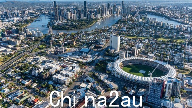 最初提议的 2032 年比赛加巴重建的渲染图。图片:昆士兰州政府