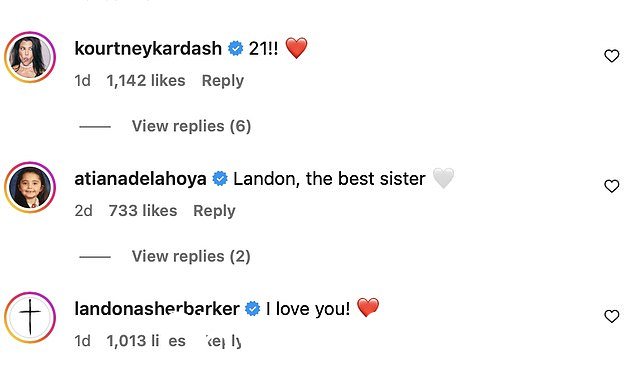 Kourtney 评论了该帖子,分享了一个简单的“21!!”带有热表情符号