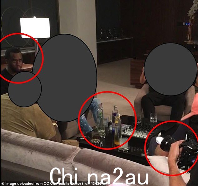 迪迪在一次聚会上的一张照片中,他在房间里怒目而视,周围都是伏特加酒瓶,其他人正在拍摄他,这张照片是由一位洛杉矶商人拍摄的,这名商人声称他被说唱大亨稍后