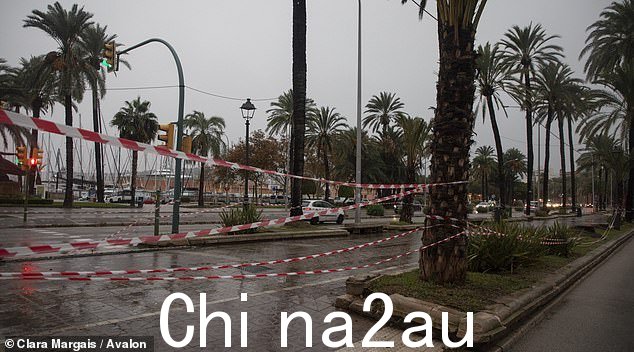 帕尔马主要海滨长廊上的区域已被封锁,以避免风雨危险