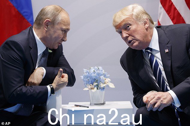 唐纳德·特朗普总统会见2017 年 7 月,与俄罗斯总统弗拉基米尔·普京 (Vladimir Putin) 在汉堡举行的 G-20 峰会上