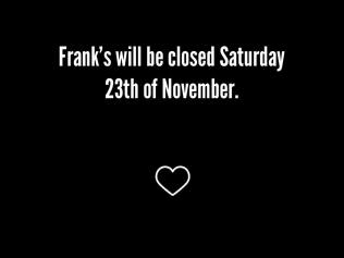 Frank's 于 11 月 23 日星期六关闭咖啡馆,即鲍尔斯女士去世后的第二天。图片:Facebook