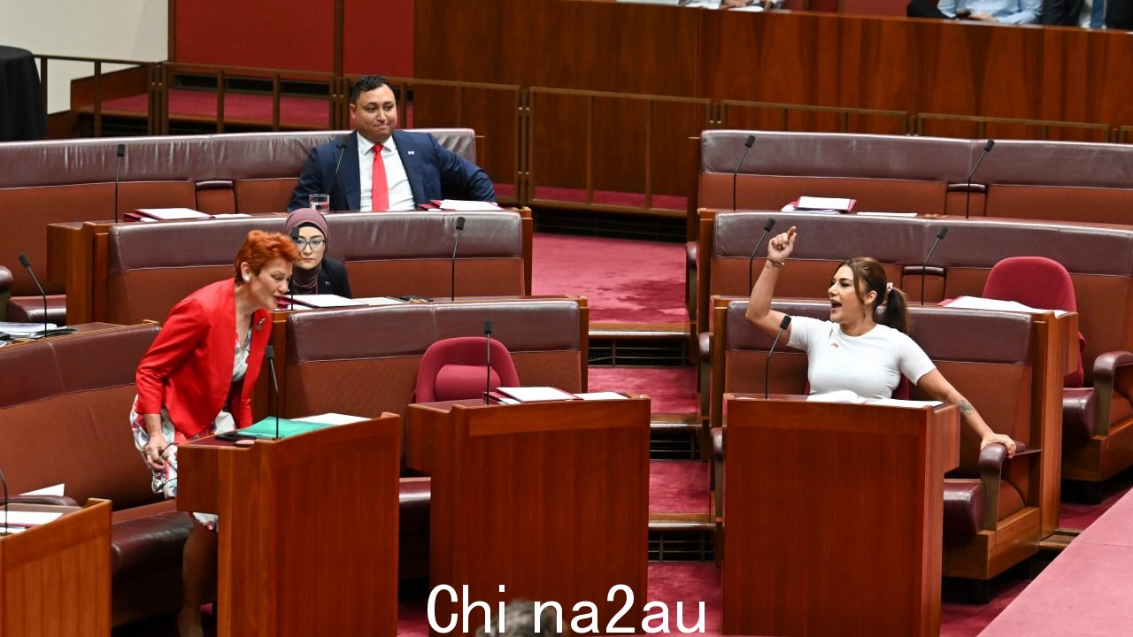 索普女士在撕毁一项动议并向汉森女士投掷后已被停职。图片:NewsWire / Martin Ollman