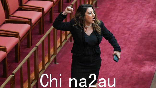 参议员莉迪亚·索普 (Lidia Thorpe) 在 2024 年最后一次议会开会日被同事停职。 图片:NCA NewsWire / Martin Ollman