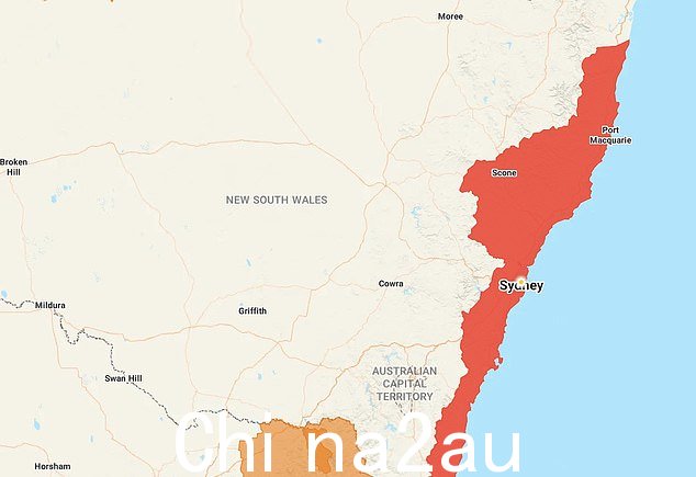 巨大从北端延伸至塔斯马尼亚的 4,000 公里云带将为东海岸大片地区带来强降雨和潜在的山洪泛滥(如图)
