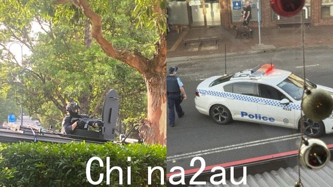 行动进行时,发现一名身穿防暴队装备的警官手持突击步枪。图片:Mosman Collective