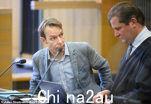 Pictured: Christian Brueckner sits in the courtroom during his trial at Braunschweig Regional Court, in Brunswick, Germany, Wednesday, April 3, 2024
