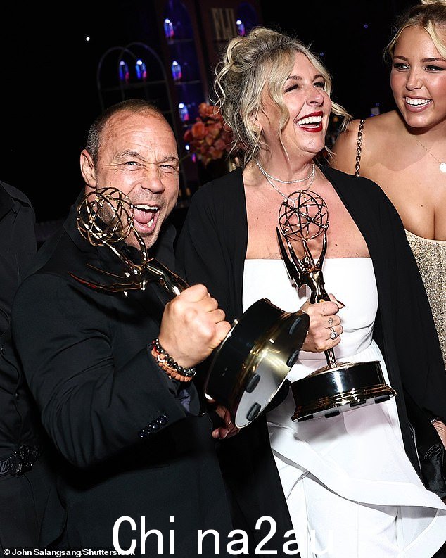 Stephen, who looked smart in an all-black ensemble, embraced his glamorous wife before posing with his award as he celebrated the Netflix show's success