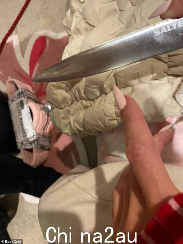 She also showed how it looked after it had been stitched back up in the hospital and posted a look at the long blade of the knife she'd been using