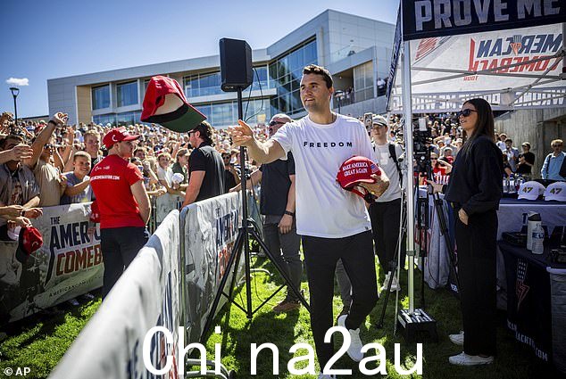 While some political comments were brought up at the award show, the recent murder of Charlie Kirk (pictured Wednesday) was not mentioned